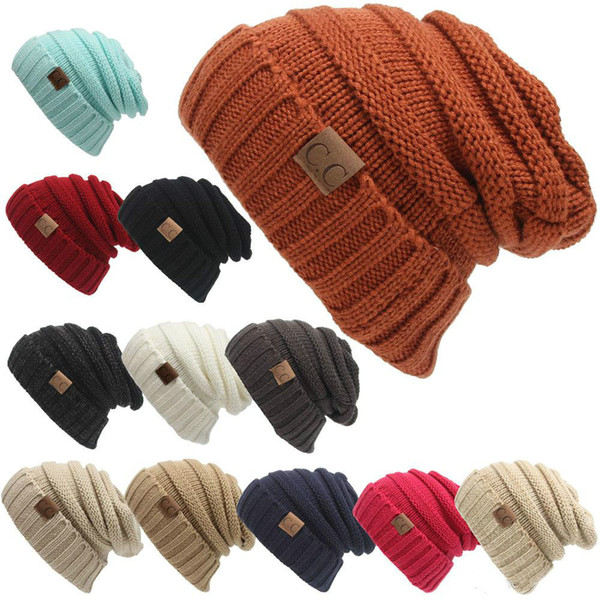 Newest winter Baby Knitted Woolen CC Trendy Hat Label Fedora Luxury Cable Slouchy Skull Caps Leisure Beanies Outdoor Hats