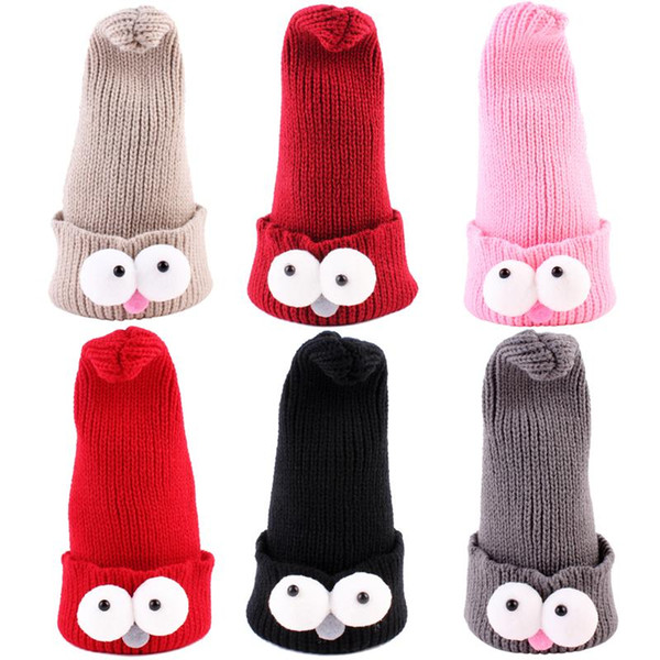 Baby Girls Boys Woolen Yarn Hat Cute Autumn Winter Toddler Infant Knitted Long Hat Baby Crochet Beanie Cap Photo Props 6 Colors BH21