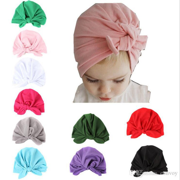 INS Hot Baby Hats Bunny Ear Caps Ears Cover Europe Style Turban Knot Head Wraps 10 Colors Infant Kids India Hats Beanie BH69