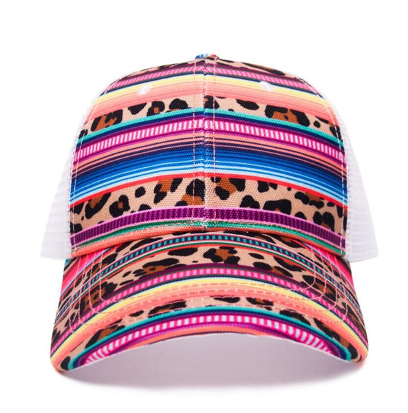 Serape Leopard Hat Wholesale Blanks Stripes Leopard Hat Kids Gift Mesh Cap With Free Shipping DOM1061116