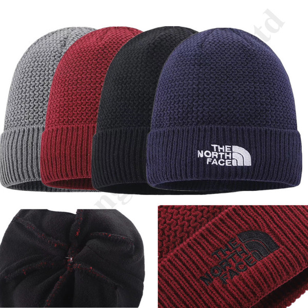 Designer- Winter Crochet Hats The North Women Men Fleece Beanie Gorro Face Knitted Hat Trendy Wool Cap Outdoor Sports Ski Cap Headwear