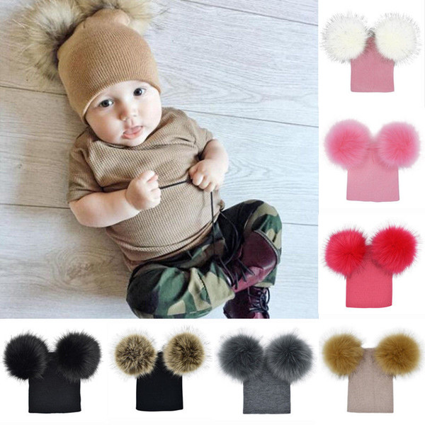 INS Cute Baby Hat Knitted Winter Pom Pom Children Hat For Boys Girs Pom Beanies Baby Cute Cotton Cap Warm Baby Hat