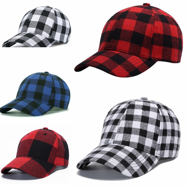 New Plaid Hat Baseball Caps Red Black Blue Plaid Ball Cap Unisex Hip-Hop Adjustable Hat Outdoor Casual Fashion Headdress HHA820