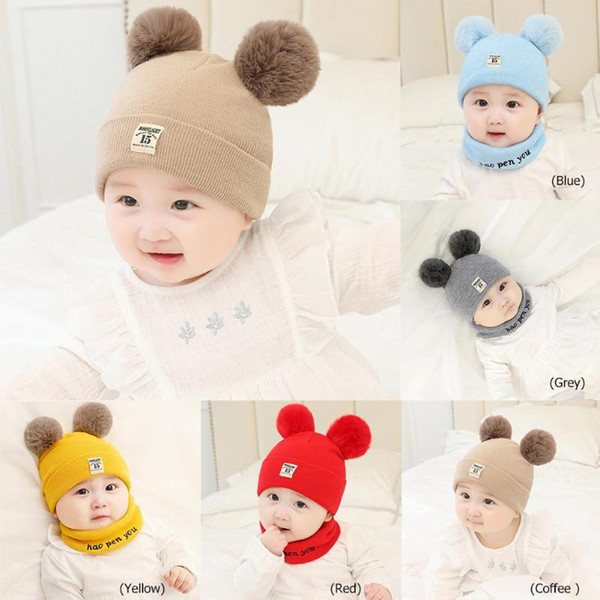 Fashion Beanies Baby Hat Pompon Winter Children Hat Knitted Cute Cap For Girls Boys Casual Solid Color Girls Baby Beanies