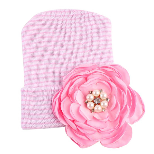 Newborn Baby Hat Infant Toddler Warm Winter Autumn Newborn 3D Flower Caps Hospital Hats Soft Beanies Bow Hats 0-12M L