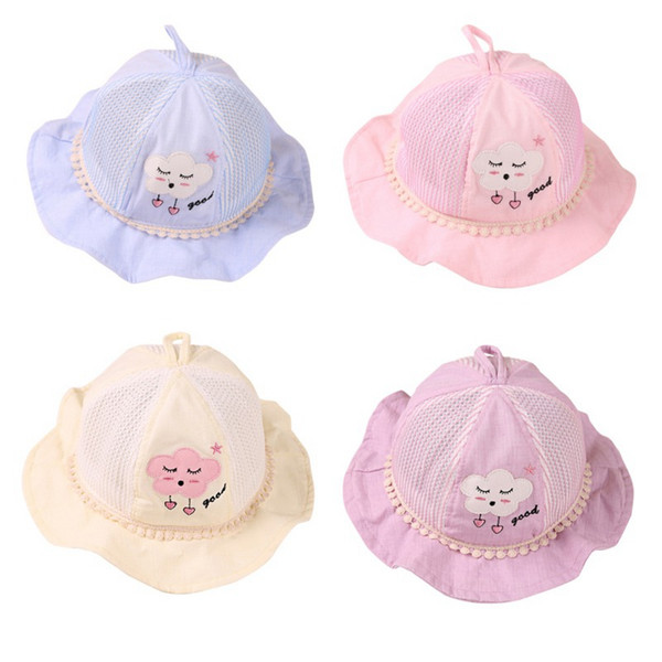 Baby Boys Girls 6-18M Toddler Cartoon Cloud Print Bucket Hats Hollow Caps Reversible Summer Sun Headwear