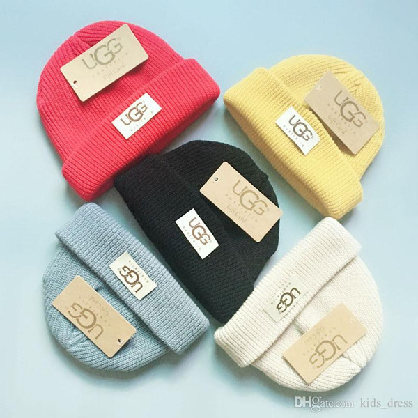 Kids Knitted Cap Winter UG Beanies Hats Baby Warm Skullies Girl Boy Knit Warm Casual Caps Solid Color Hip-Hop Hat GGA2546