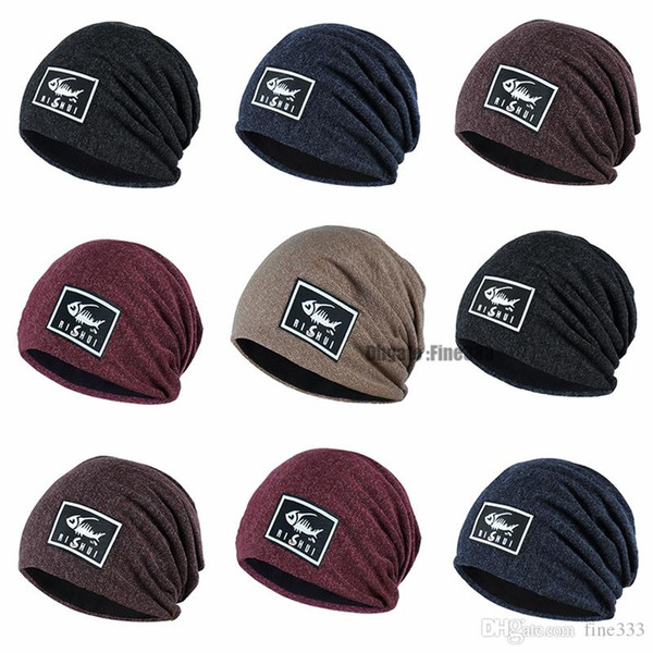 2019 Men's Knitting Beanie Hat Braided Baggy Warm Winter Cap Solid Casual Skull Knitted Caps Hip Hop Thick Beanies Hats