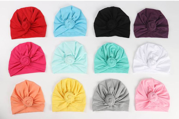 12 Colos Baby Girl Cotton Hats Elastic Muslim Bohemia knot Cap Fashion Caps India hat Baby Accessories MZ232