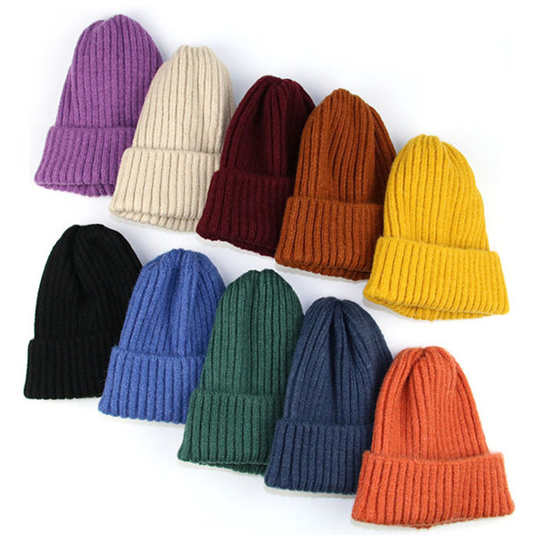 Girls Boys Knitted Hats 10 Designs Winter Candy Color Hip Hop Elastic Knitting Boys Kids Designer Hats Fashion Ski Warm Hats 04