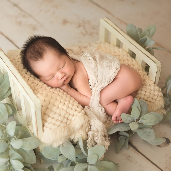 Wood Detachable Bed Baby Photography Background Accessories Flokati Newborn Studio Props For Shoot Q190521