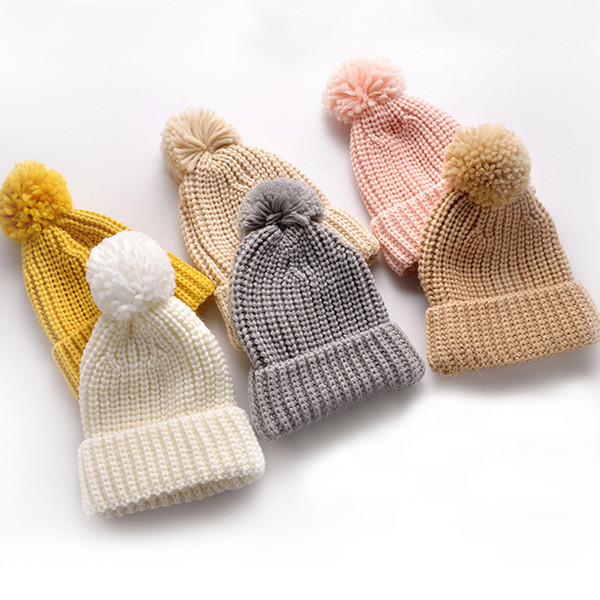 YELITE Children's knitted hats baby hats autumn and winter new infant boys baby woolen cap girls autumn and winter pullover caps