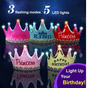 Luminous LED baby light birthday hat hat crown flash hair accessories headdress wrapped head with baby