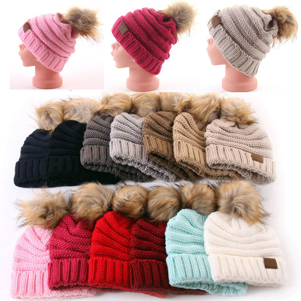 Fashion Children's Autumn and Winter Hat Hairline Knitted Hat Hairball Warm Knitted Hat