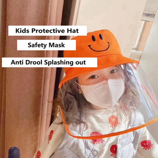 Kids Protective Hat with Mask Dustproof Anti Drool Splash-Proof Fisherman Hat Cotton Basin Cap Children Safety Protective HHA1175