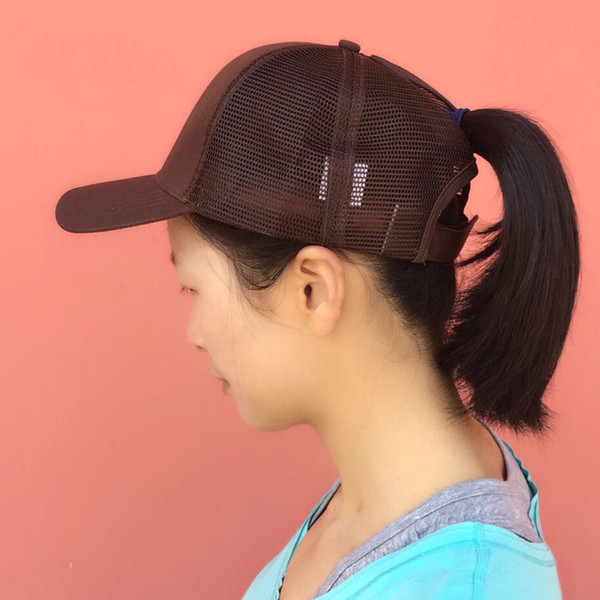 Adult Ponytail Hat Wholesale Blanks Solid Summer Canvas Baseball Hat Gift Mesh Cap 100pcs/lot DOM1061116