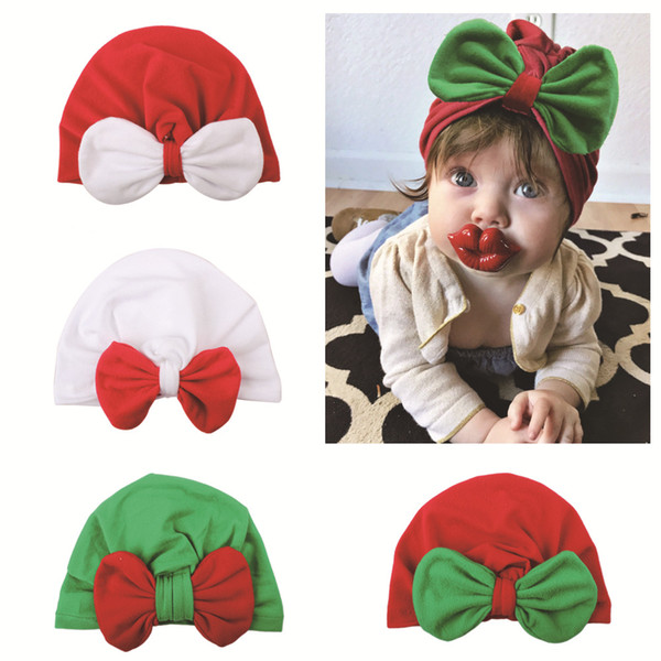 Cute Newborn Baby Hat Bowknot Baby Christmas Cap Infant Girls Hats Soft Cotton Toddler Newborn Baby Christmas Hats Caps