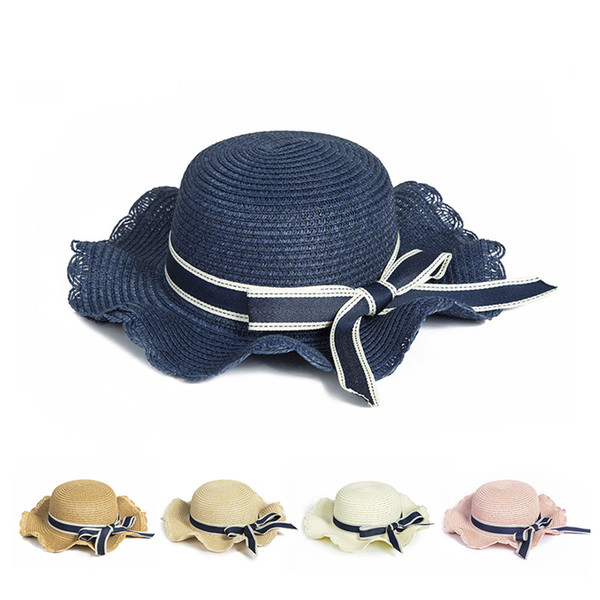 Baby Breathable Straw Hat Kids Girl Summer Bow Sunscreen Straw Cap Baby Girl Bowknot Straw Hat