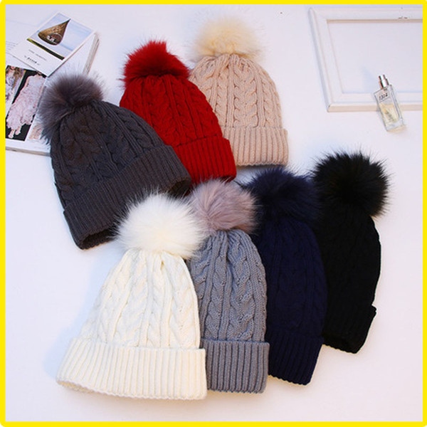 Winter Thick Warm Hat double layer Colorful Snow Caps For Women Soft Knitted Beanie Hat Hip Hop cap