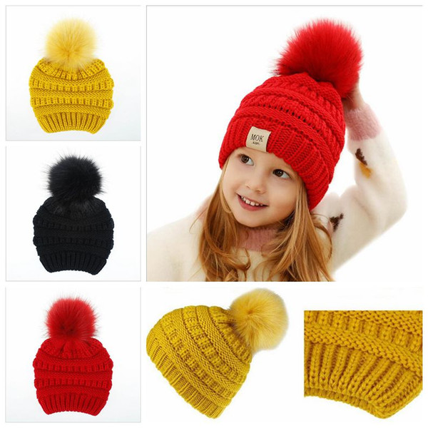 Winter Designer Hats Baby Wool Children Warm Knitted Removable Hats Fashion 7 Colors Girls Boys Cap Knitted Xmas Gifts Free Shipping