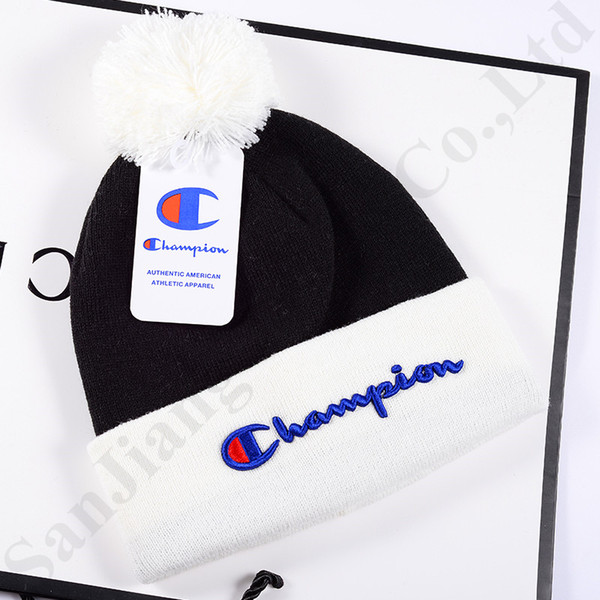 Brand Beanies Champion Pom Hats Women Men Designer Pompon Winter Warm Skull Caps Trendy Fashion Crochet Hats Ski Sport Beanie Cap C9601