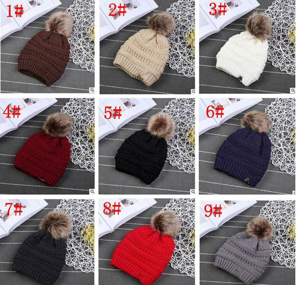 Kids Winter Knitted Hat with Pom Pom Casual Skullies Beanies Girls Warm Caps for Children Beanie Outdoor Hats KKA3780