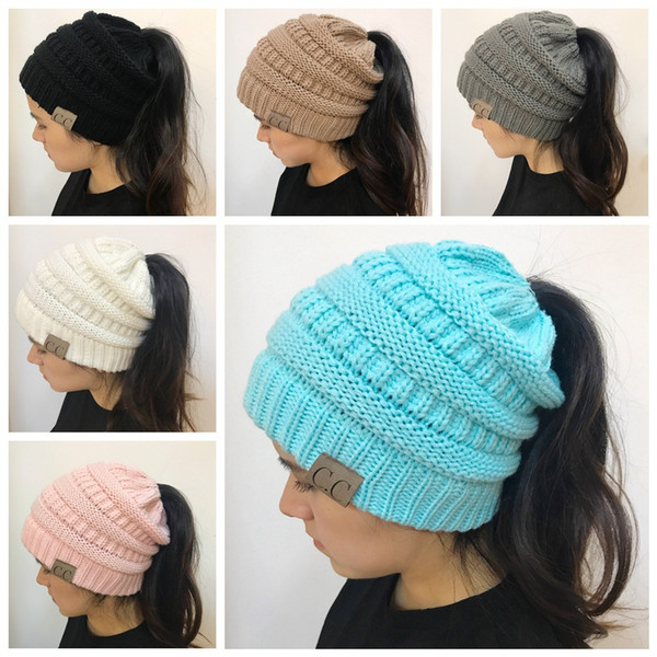 Winter hot sales in Europe and the United States hollow top knitting hat hole head warm hat zx65