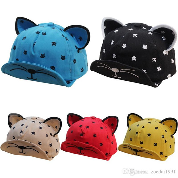 Baby Boys Girls Hat Ears Beard Stars Cat Print Hat Newborns Cap Kids Baseball Hats Boy Girl Sun Cotton Caps New Arrival