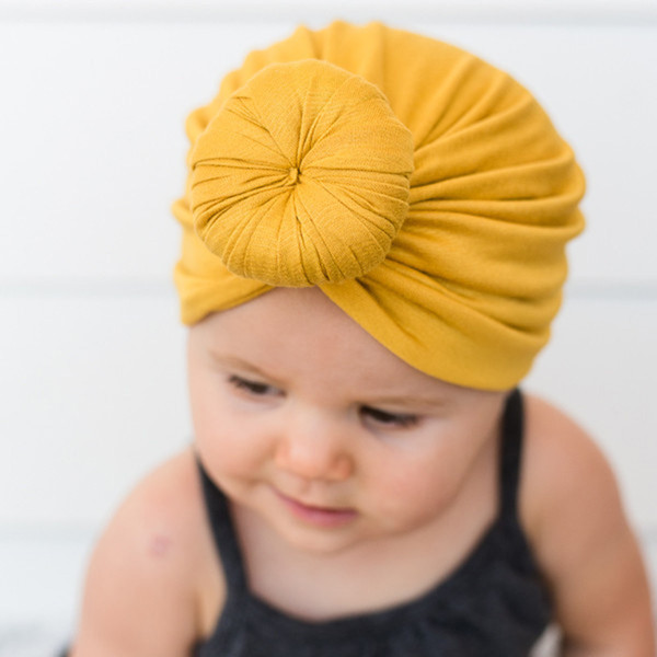 Newest Baby hats caps with knot decor kids girls hair accessories Turban Knot Head Wraps Kids Children Winter Spring Beanie BH126