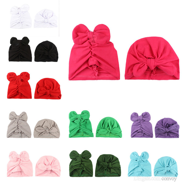 Fashion Baby Hats set=2pcs Bunny Ear Caps Europe Style Turban Knot Head Wraps India Bow Hats Kids Children Winter Spring Beanie BH31