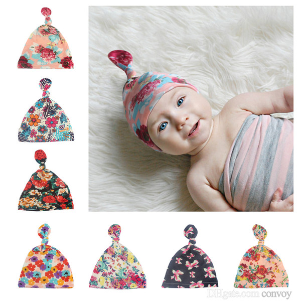 Newborn Baby Cotton hedging cap hats Girl Soft earflap hats kids photography props floral Clench cap era cap 0-6M BH01