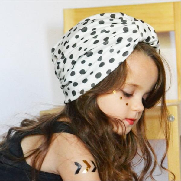 2017 baby hats Baby Girls Dot Cotton Bohemia Caps Kids Children Turban Knot Bunny Ear India Hat Head Wraps Kids Spring Beanie BH61