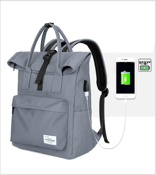 Multi-function pure color backpack fashion casual simple oxfor bag Large capacity Anti-theft Business laptop usb charge Backpack