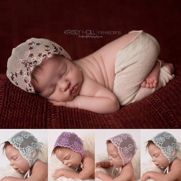 Lace Hollow Newborn Hats Baby Caps Beanie Infant Beret Cap Floral Fetal Hat Bebe Balaclava Bucket Girls Sun hats Headband Clip Hairband