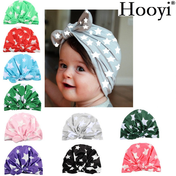 Hooyi Baby Girls Hats Children beanie Berets Infant Caps Rabbit Cotton Stars Boys Hat For Girl Bonot Balaclava Bucket India Hat Hairbands