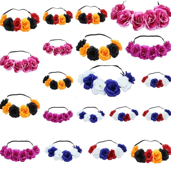 New Rose Hairband Wreath Hair Bows Bohemia Handmade Artificialseaside Flower Hairband Crown Wedding Party Favor T6I061