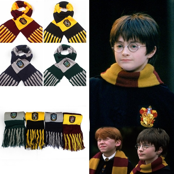 Newest Winter Scarves Harry Potter Scarf Cosplay Costume Series High Quality Scarves Cute Wraps Badge Personality Knit Tassel Scarves C0182