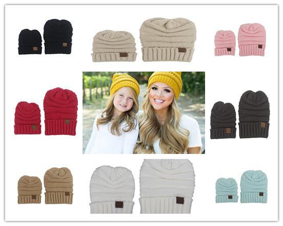 2Pcs Mom And Baby Winter Hats Fashion Crochet Knitting Keep Warm Beanie Cap Hat Chapeau Enfant Bonnet Femme Free Shipping