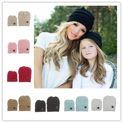 2Pcs Mom And Baby Winter Hats Fashion Crochet Knitting Keep Warm Beanie Cap Hat Chapeau Enfant Bonnet Femme