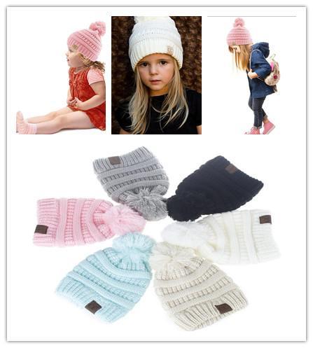 2017 Winter Kids Knit Hats Boys Girls Woolen Beanie Children CC Hats Toddler Knitted Warm Caps Crochet Hat