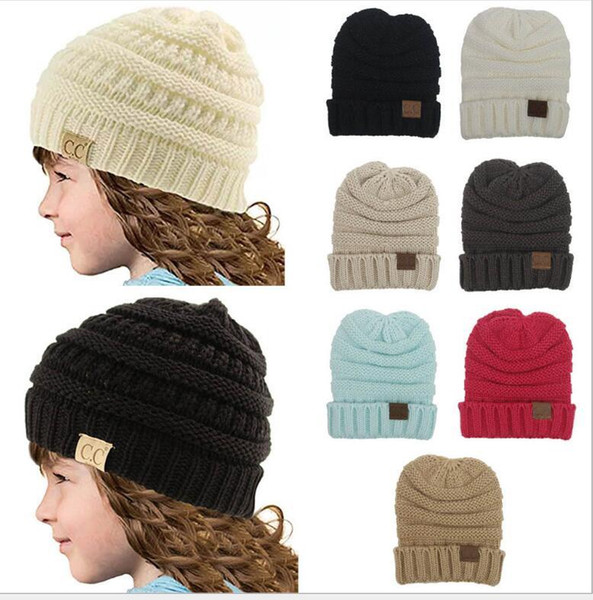 CC hat women men winter Knitted cap Children Fold Wool hat Unisex Casual Beanies hat solid color Hip-Hop Skullies outdoor