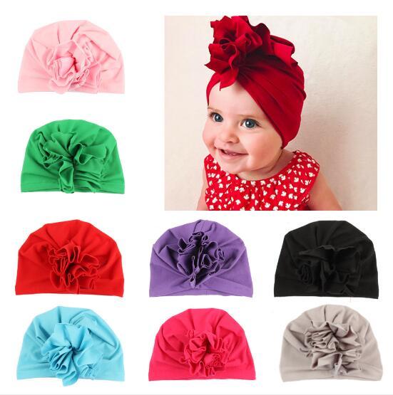 10piece/lot New baby caps European and American style solid color flowers children's Indian hat baby hat