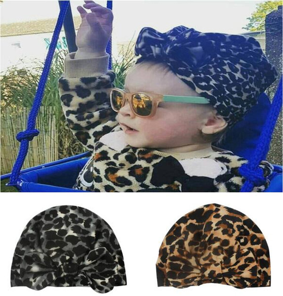 10piece/lot 2019 explosion models Europe and America children baby baby super elastic super loose bow leopard children's head cap