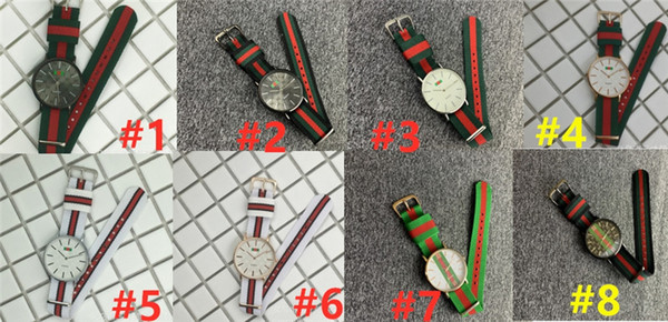 2019 Luxury Stripe Watches Quartz Nylon Strap Watch Casual Men Women Ribbon Black Complex Colorful Wristwatch Military Unisex Watch B82703