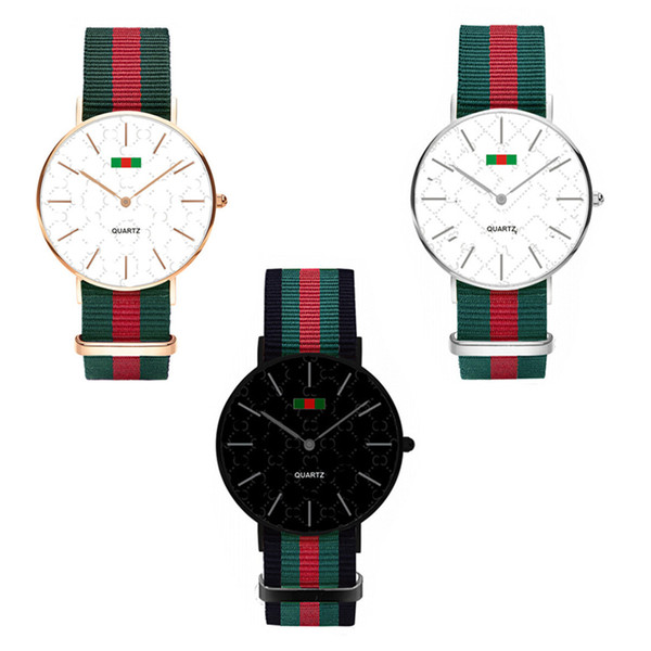 Luxury Watch Fashion Nylon Ultra-thin Watch Neutral Watch Simple Red Green Stripes Straps Unisex Women Men Wristwatches 36MM 40MM C71702