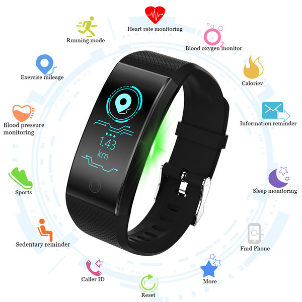 Color Screen Smart Bracelet Heart Rate Monitor IP68 Waterproof Fitness Tracker Band Bluetooth Sports Wristbands for women men