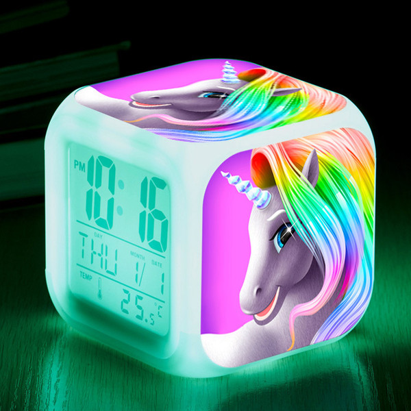 Unicorn colorful square alarm clock creative small alarm clock student children gifts men and women children toy gifts