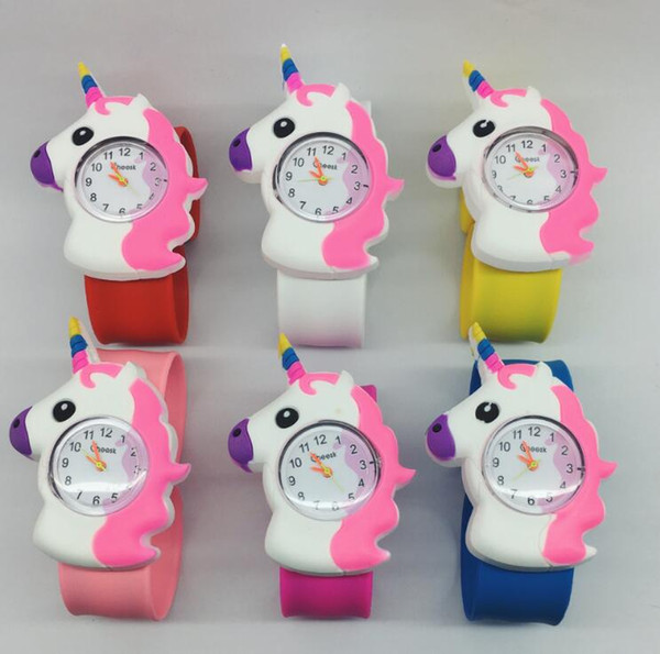 3D Cartoon Unicorn Kid Watches Casual Quartz Wristwatch Silicone Band Slap Watch Children unicorn Sports Watch Cute Baby Clock