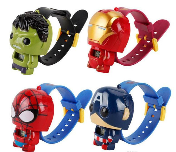 Kids Avengers deformation watches 2019 Children Superhero cartoon movie Captain America Iron Man Spiderman Hulk Watch toys