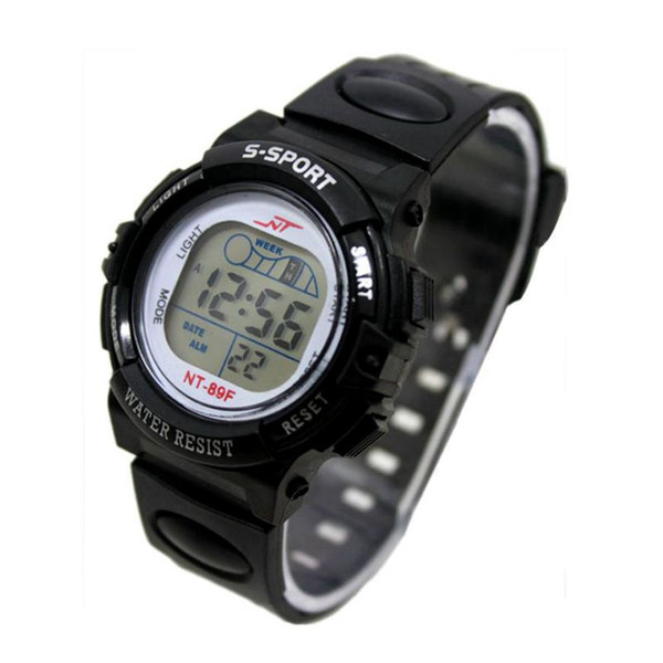 Boy Girl Watch Date LED Digital Multifunction Stainless Steel Dial Silicone Band Sport Light Watch Kids Watches Reloj